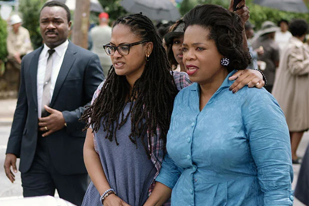 David Oyelowo, Oprah Winfrey, and Ava DuVernay on the set of "Selma." What to Watch for Juneteenth, PopViewers.com 